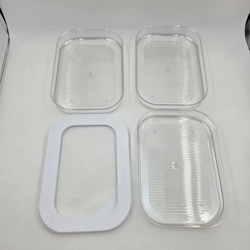 Clear Plastic 3 Tier Stackable Food Storage Container Set White Lid 9x6 Inch L4